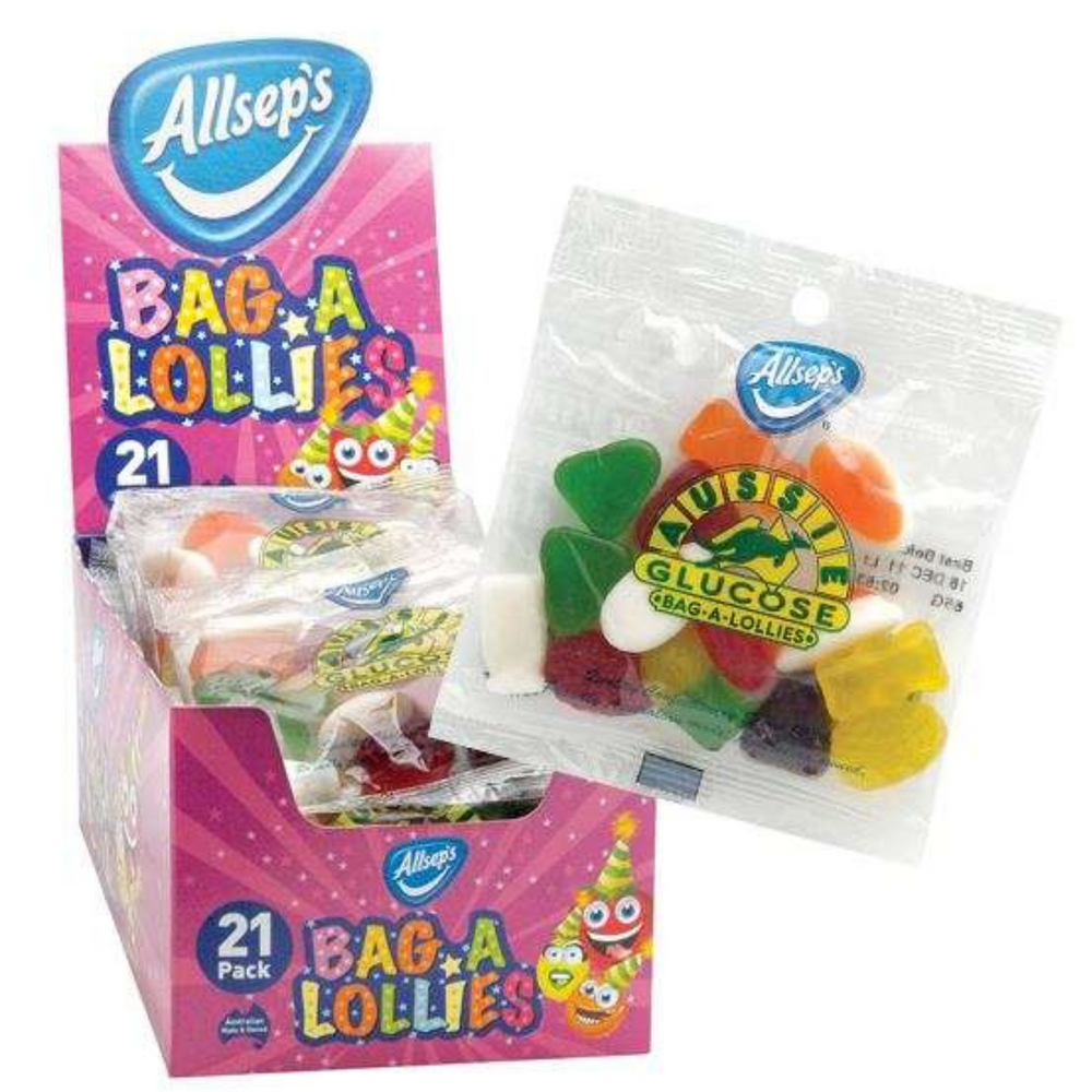 Allseps Bag A Lollies x 21 Packs 65g Australian Glucose